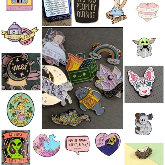 Grumpy Mermaid Wine Cat Pin - Picture 6 of 7